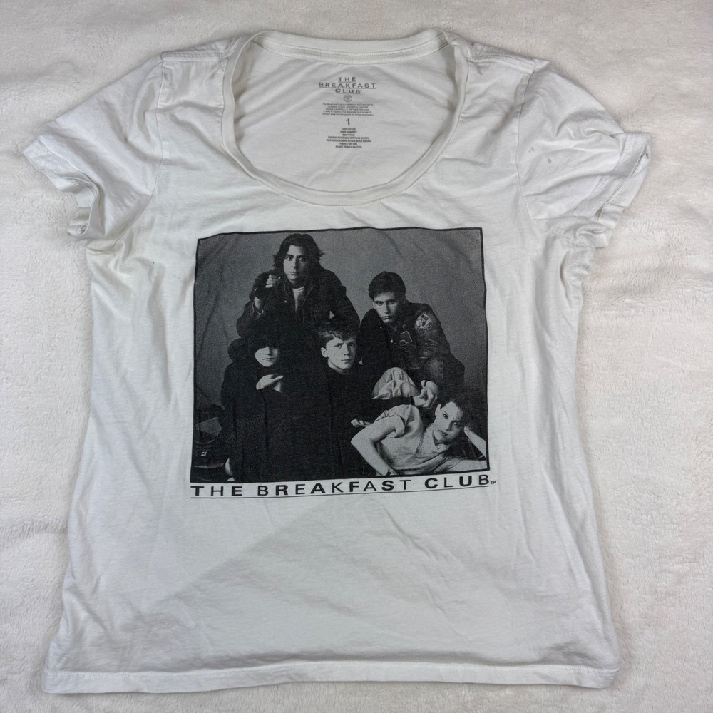The Breakfast Club Graphic Tee White Movie Cast Photo T-Shirt Women Size 1